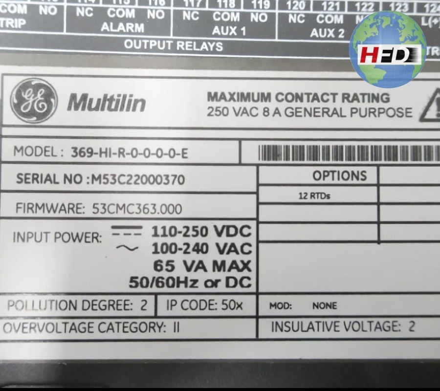 Ge 369-HI-R-0-0-0-0-E Motor Management Relay - Ge Relays